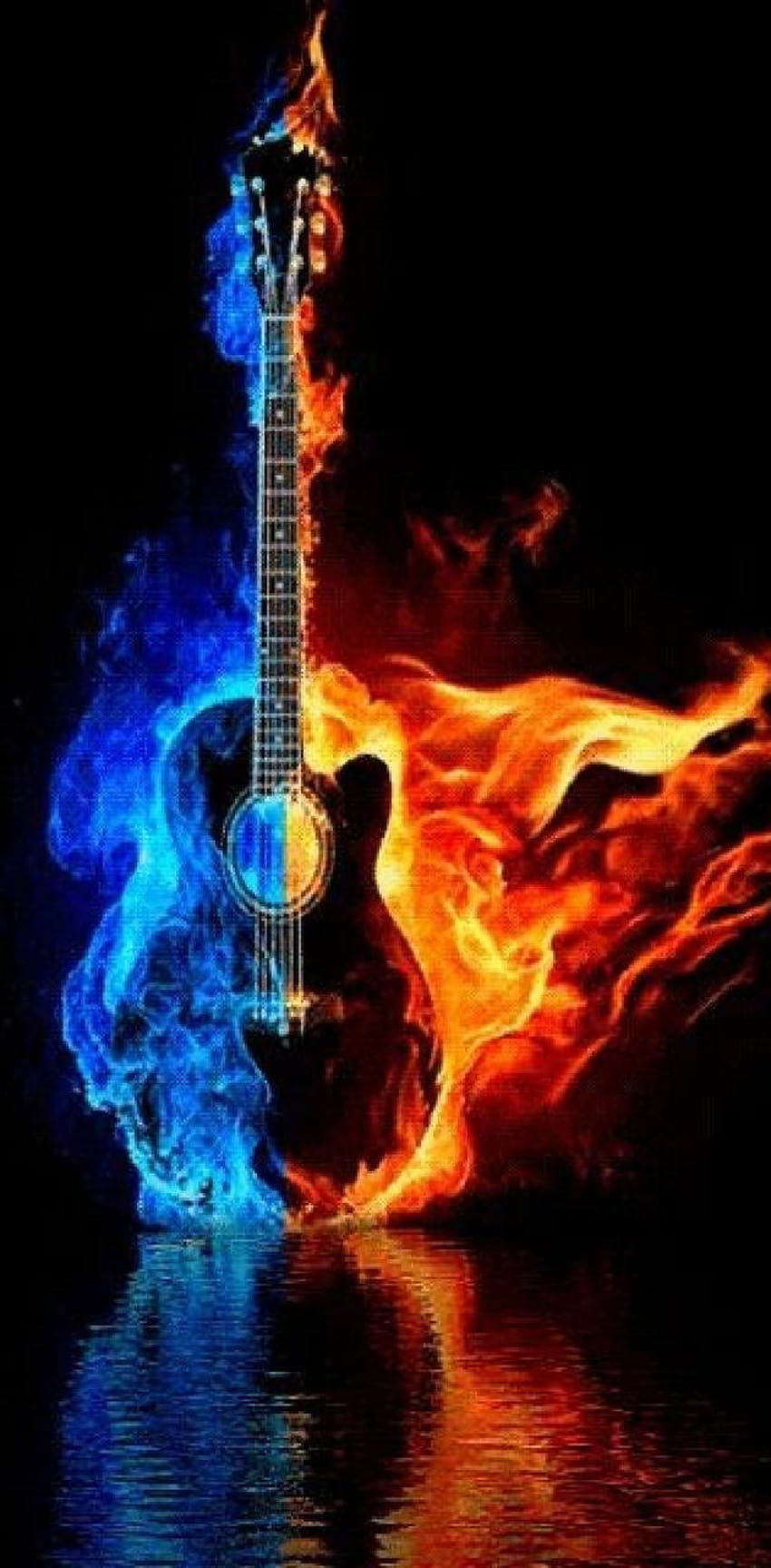 Flame Guitar by GUITARnBASS, flaming guitar HD phone wallpaper