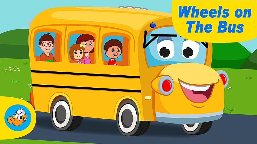 The Wheels On The Bus Go Round And Round Children Rhyme with lyrics HD тапет