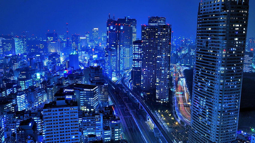 Japonia Tokio pejzaże miejskie drapacze chmur drogi światła miasta, miasto Tapeta HD