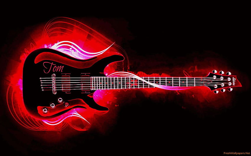 Red Electric Guitar, fire guitar HD wallpaper