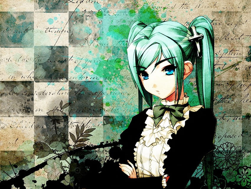 2560x1440 Anime Girl Green Hair Cross YouTube-Kanal-Cover, Mädchen mit grünen Haaren HD-Hintergrundbild