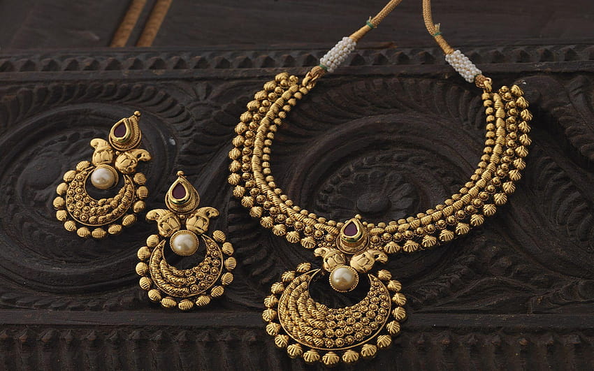 Necklaces and earring set gold jewellery latest HD wallpaper | Pxfuel