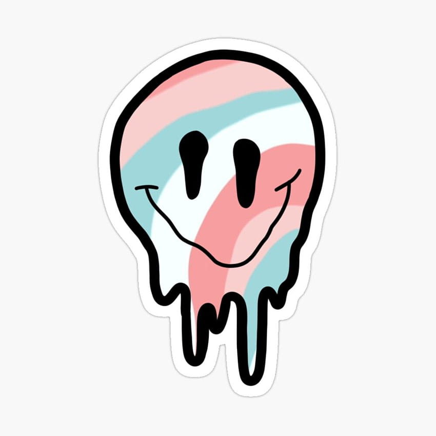 Pink and blue swirl drippy smiley face Sticker by zarapatel, drip