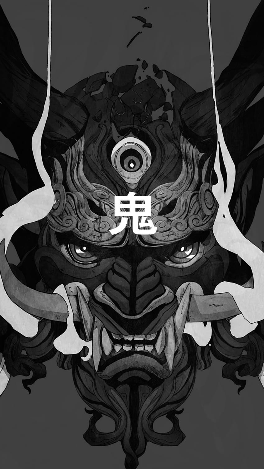 Oni Mask, oni black and white HD phone wallpaper