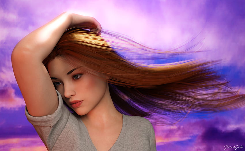 Brown Hair Girl Digital Art, Fantasy Girls, brown haired girl HD wallpaper
