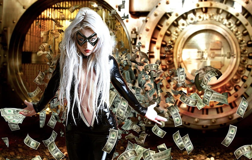 Mädchen, Geld, Maske, die Bank, Raub , Abschnitt девушки, weiblicher Bankräuber HD-Hintergrundbild