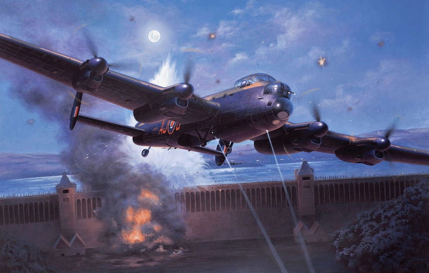 เครื่องบินทิ้งระเบิด สงคราม ศิลปะ จิตรกรรม การบิน วาด ww2 Avro avro lancaster วอลล์เปเปอร์ HD