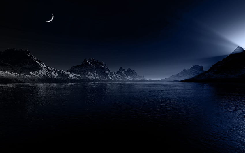 Морска нощ · Свят, тъмен пейзаж HD тапет