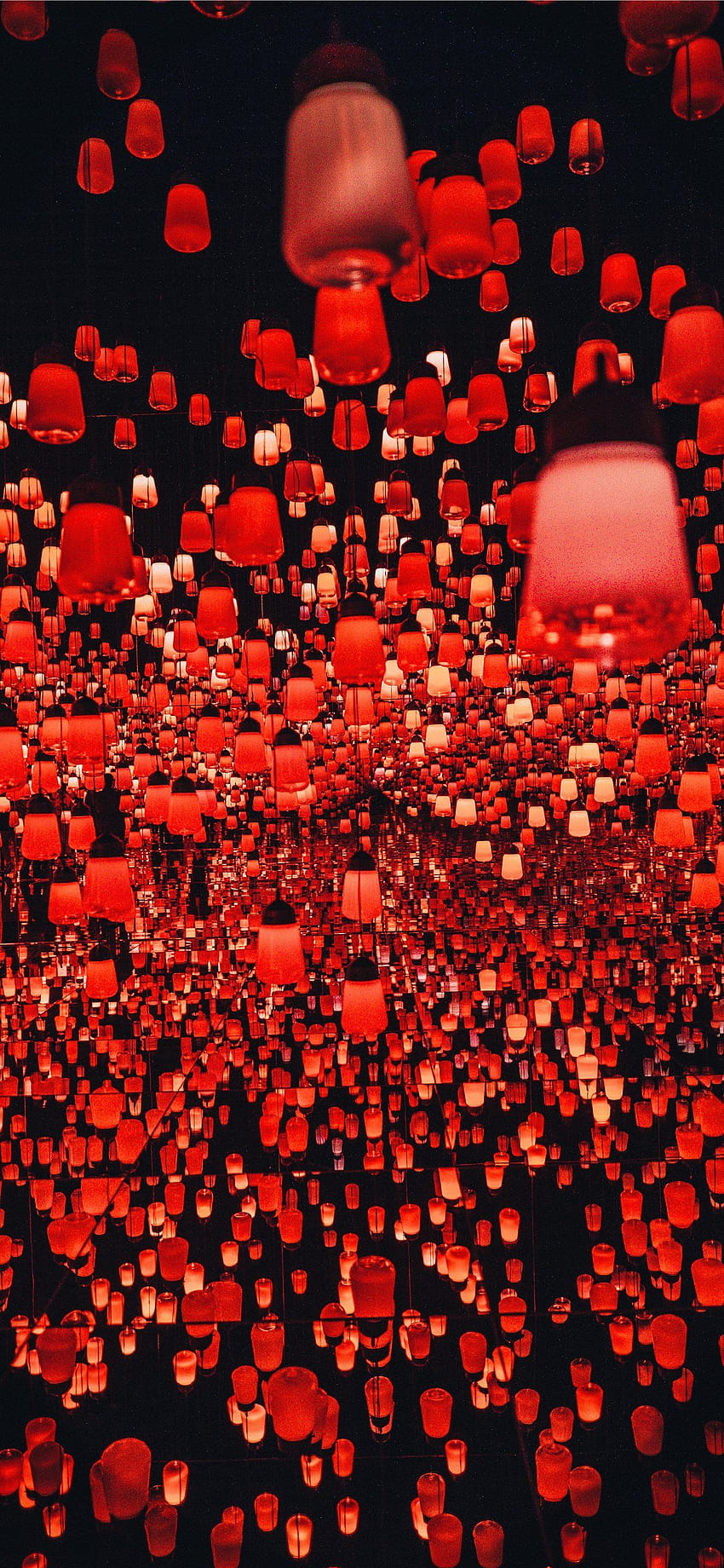 hundreds of Chinese lanterns at the teamLab Border... iPhone X, japanese lanterns HD phone wallpaper