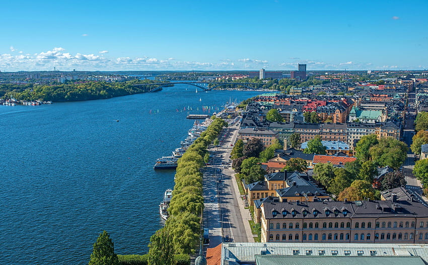 Sztokholm Szwecja Rzeki Widok z góry Miasta 3094x1920 Tapeta HD
