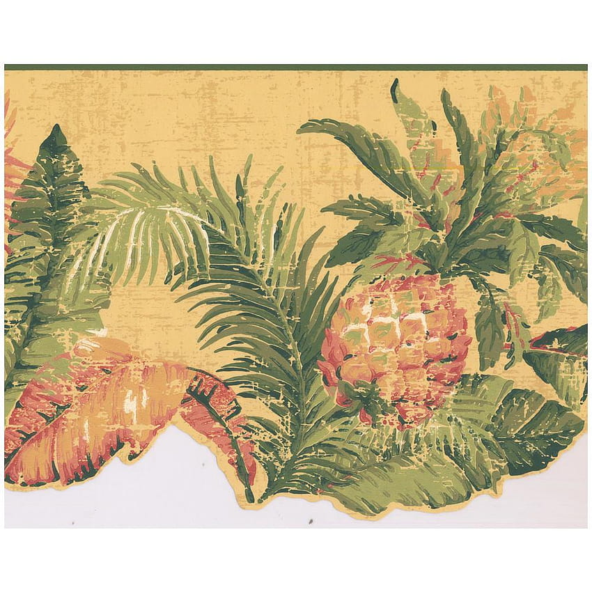 Sıkıntılı Ananas Tropik Bitkileri Taraklı Sarı Önceden Yapıştırılmış Kenarlık, ananas estetiği HD telefon duvar kağıdı