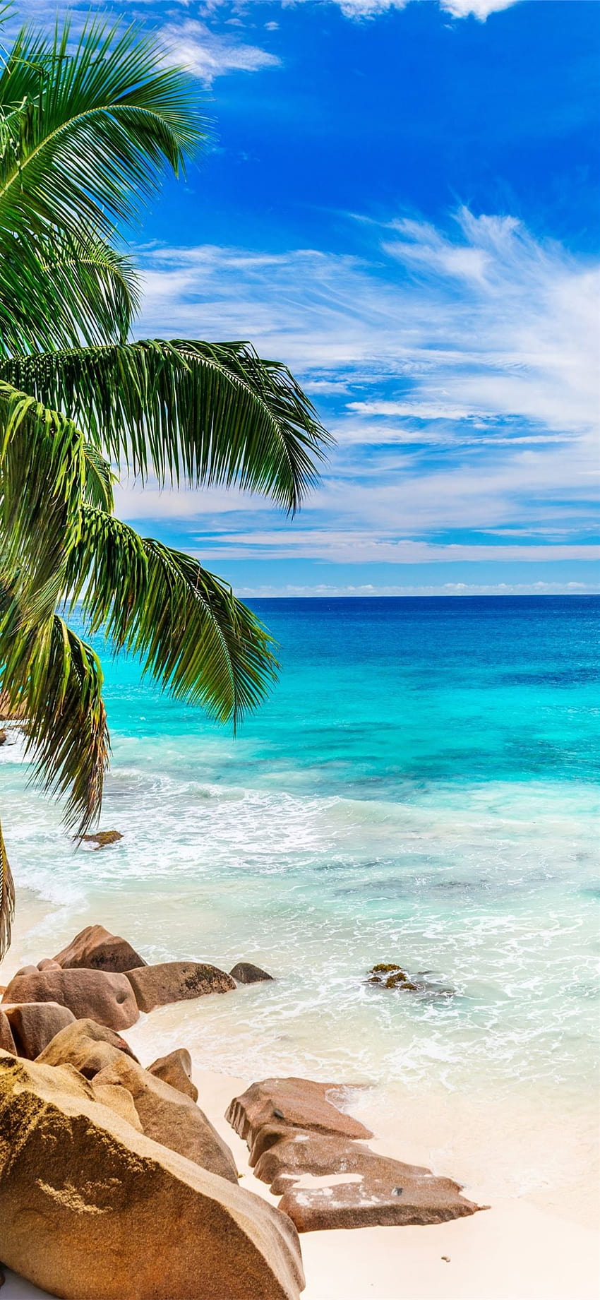 Beach in Seychelles Earth Beach Blue Horizon Ocean... iPhone 11, seychelles beach HD phone wallpaper