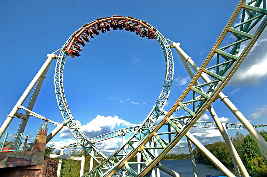 Roller coaster amusement park fun rides 1roll adventure summer, theme park HD wallpaper