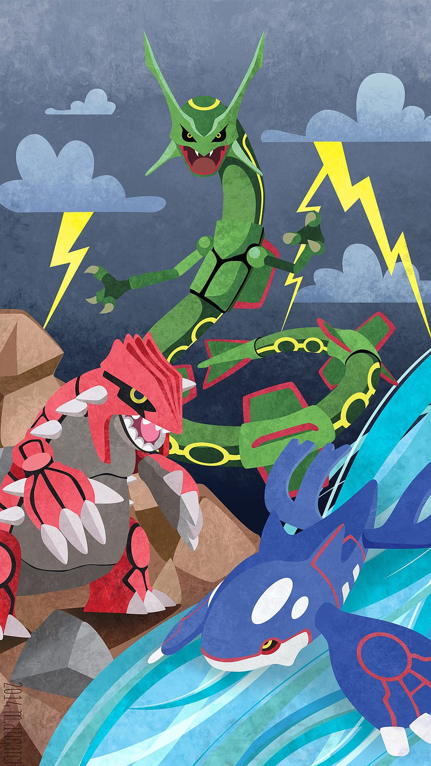 Zu Ehren von ORAS gleich um die Ecke, hier ist ein erstaunliches Telefon von Groudon, Kyogre und Rayquaza: pokemon, rayquaza iphone HD-Handy-Hintergrundbild