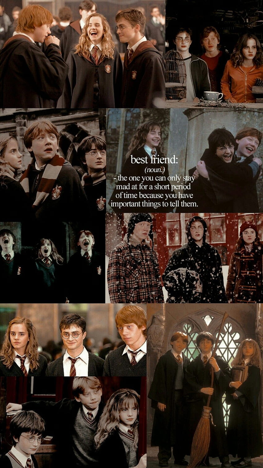 Collage de Harry Potter, harry potter y amigos fondo de pantalla del teléfono