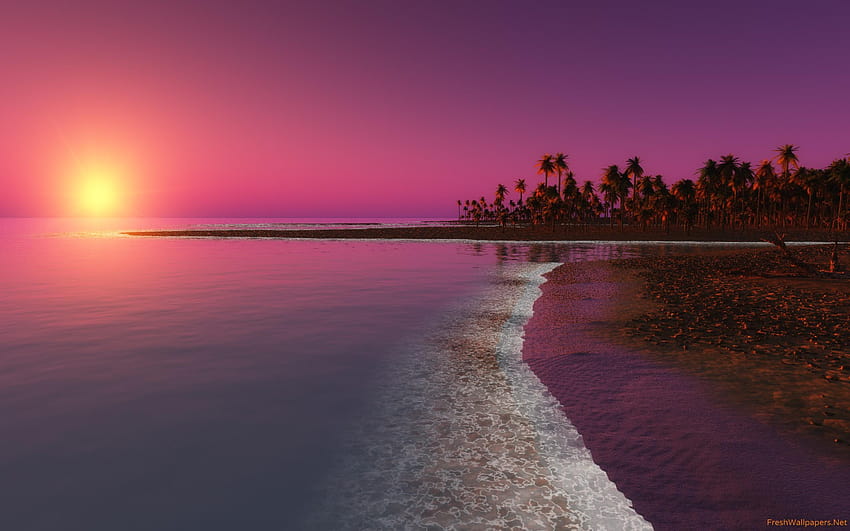 Digital Coastal Beach Sunset, coastal sunset HD wallpaper