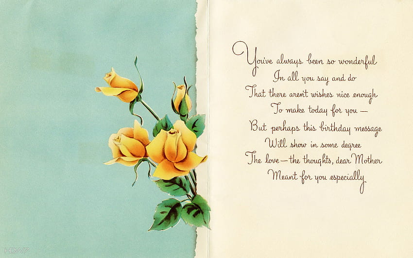 happy birtay dear mother message card yellow roses love HD wallpaper