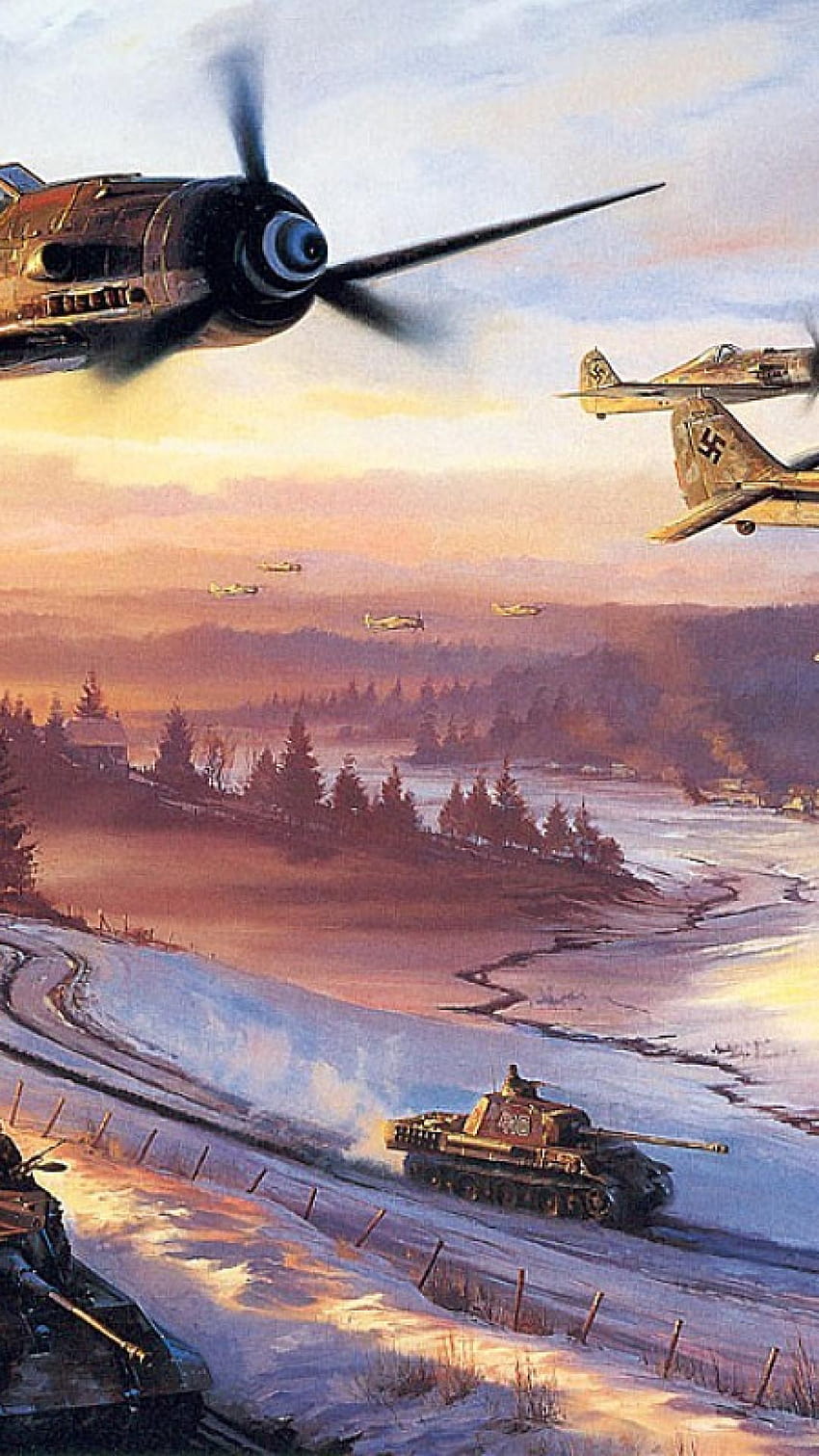 ScreenHeaven: peintures d'illustrations d'avions de la Seconde Guerre mondiale réalistes, mobiles seconde guerre mondiale Fond d'écran de téléphone HD