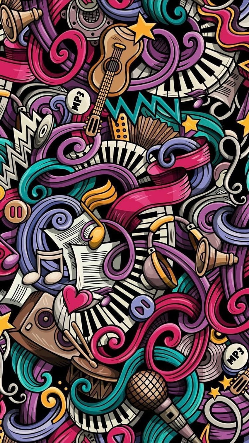 Tła muzyczne Graffiti iphone Graffiti [750x1334] na telefon komórkowy i tablet, muzyka doodle Tapeta na telefon HD