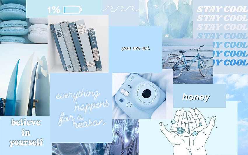Aesthetic Baby Blue posted by John Thompson, aesthetic collage blue HD ...