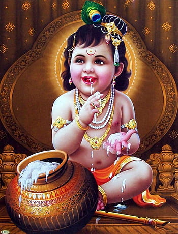 Lord Shree Krishna Baby Cute Krishna Painting HD Wallpaper Photo  Krishna  painting Cute krishna Baby krishna