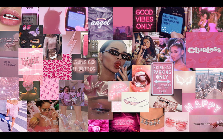 Pink aesthetic vintage grunge collage MacBook, grunge laptop collage HD ...