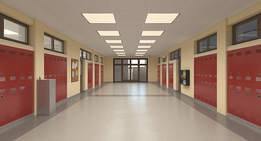 Modelo 3D del pasillo de la escuela, pasillo de la escuela fondo de pantalla
