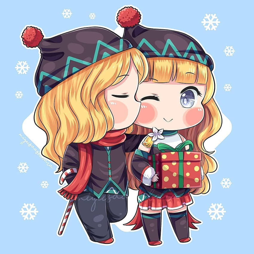 Another Christmas Mlbb Chibi Couple ❤️❤️❤️ Lancelot x Odette Who's love this couple?, anime christmas 1080x1080 HD phone wallpaper