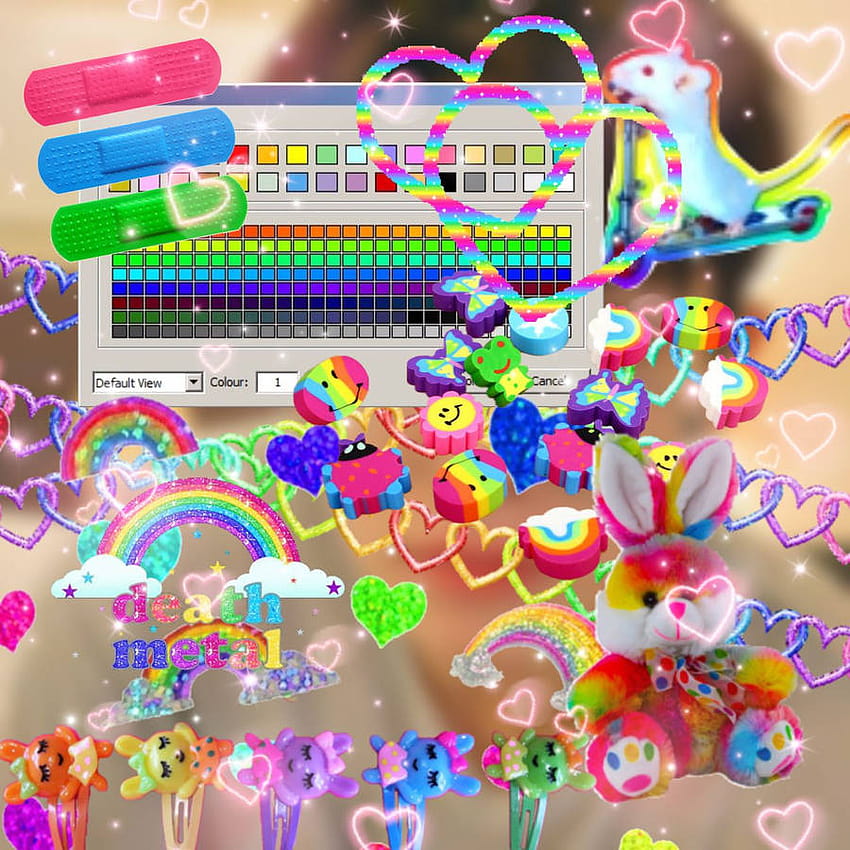 Kidcore Bunnies And Rainbows HD phone wallpaper