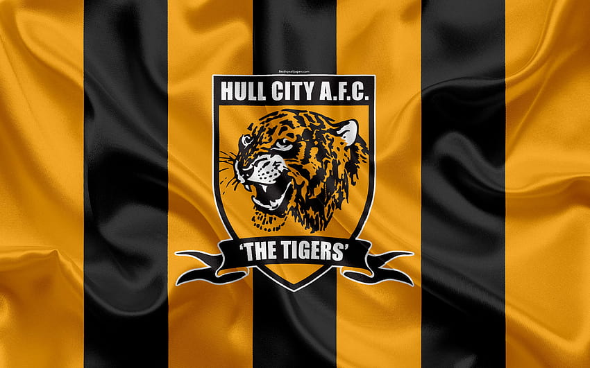 Hull City FC, bandiera di seta, emblema, logo, Kingston upon Hull, East Riding of Yorkshire, Inghilterra, Regno Unito, club di calcio inglese, campionato di calcio, seconda lega, calcio con risoluzione Sfondo HD