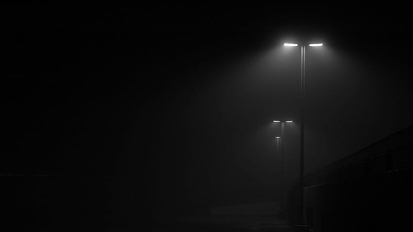 Czarna lampa zewnętrzna, mgła, latarnia uliczna, minimalizm • For You For & Mobile, ulica zewnętrzna Tapeta HD