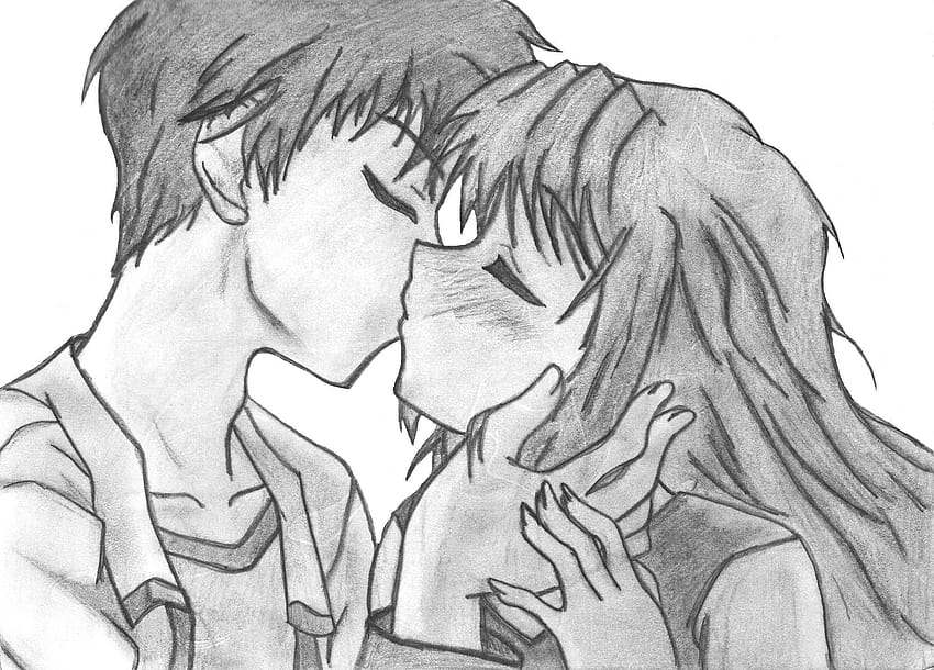 Drawing kiss Anime Couple, drawings HD wallpaper | Pxfuel