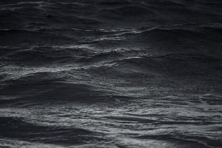 lukisan abstrak hitam dan abu-abu, gelombang gelap Wallpaper HD