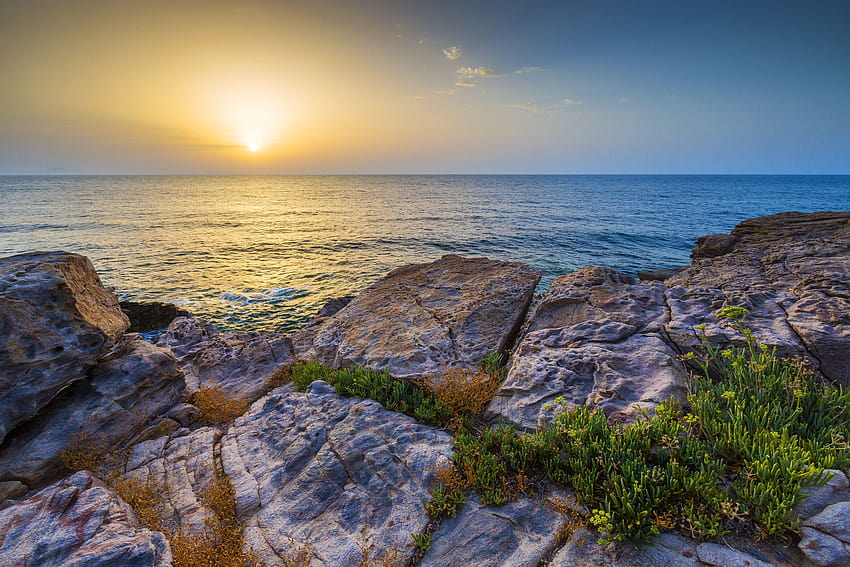 Greece Crete Sea Sun Nature Sunrises and sunsets 5760x3840 HD wallpaper