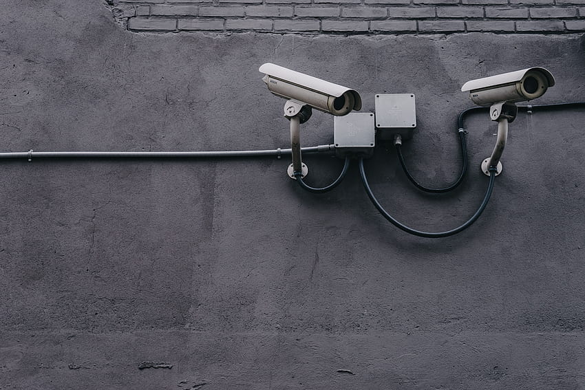 Two Gray Bullet Security Cameras · Stock, surveillance HD wallpaper