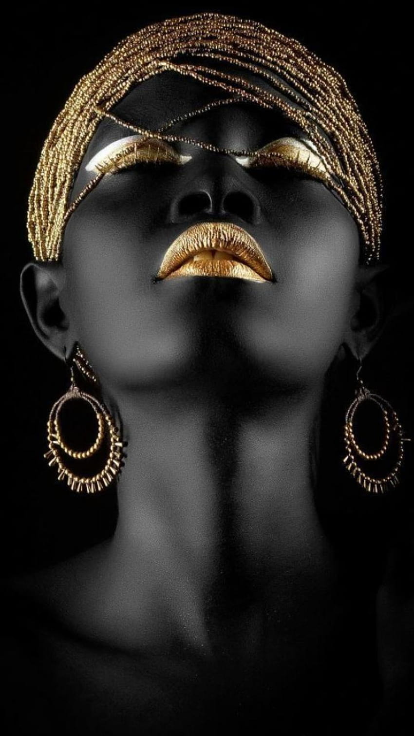 Afrikalı kadın Georgekev'den altın makyaj HD telefon duvar kağıdı