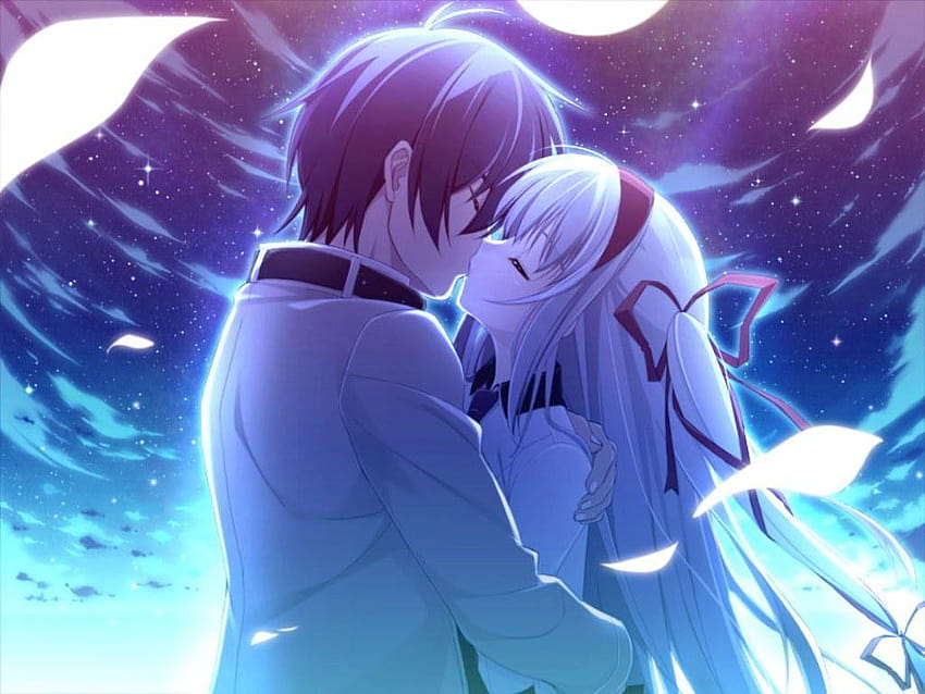 Romantic Anime Kiss, couple anime kiss HD wallpaper
