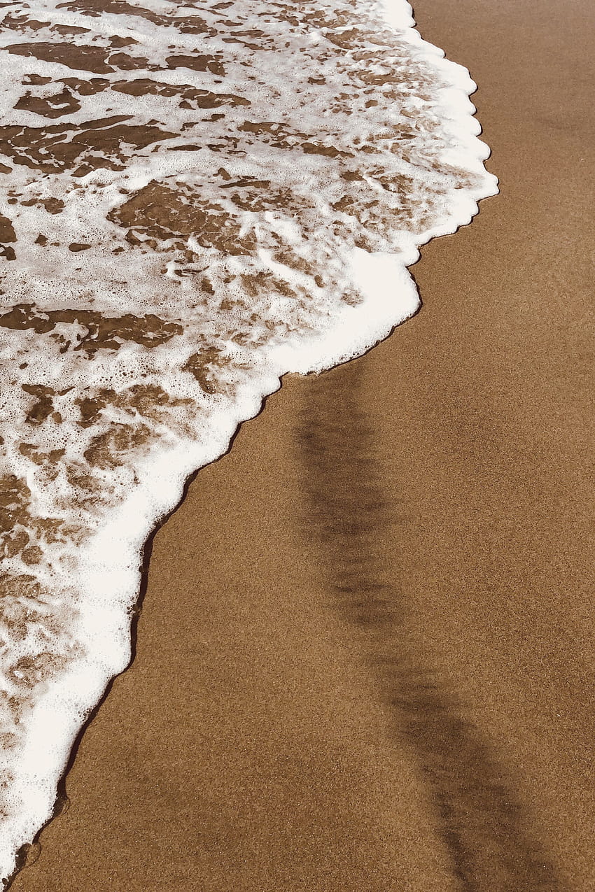 Brown Beach Sand And Waves Print, White Foam Ocean, Boho Beach House Decor, Coastal Cottage Wall Art, California, Florida, Seaside, Tan, quick sand HD phone wallpaper