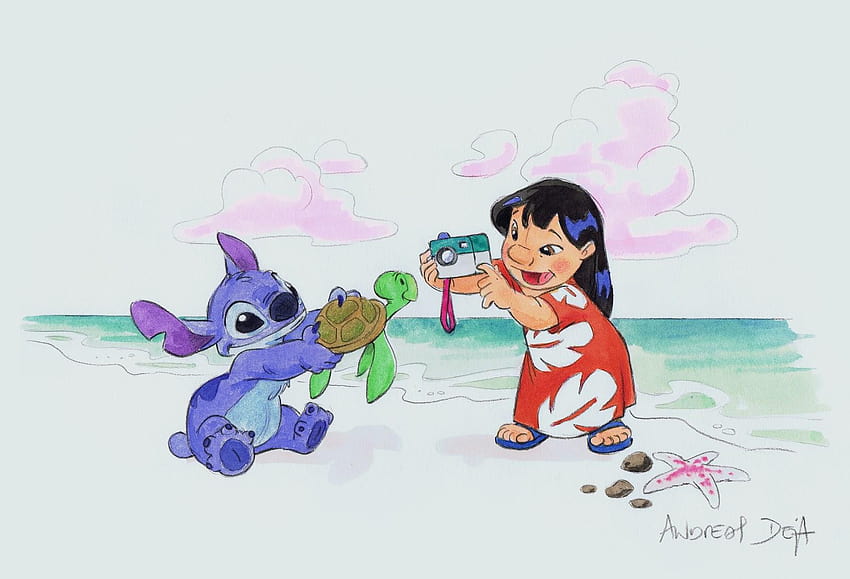 Lilo & Stitch Disney Cartoon за iPad, stich и angel HD тапет