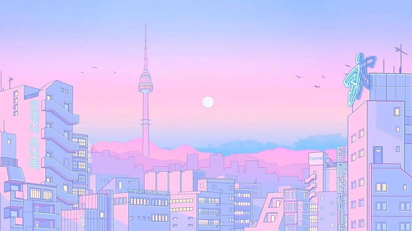 Pastell-Retro-Anime-Ästhetik • Für Sie Für & Mobil, ästhetisches Computerrosa HD-Hintergrundbild