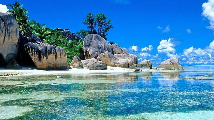 : koko adası, deniz, adacık, gökyüzü, seyşeller, egzotik, egzotik seyşeller HD duvar kağıdı