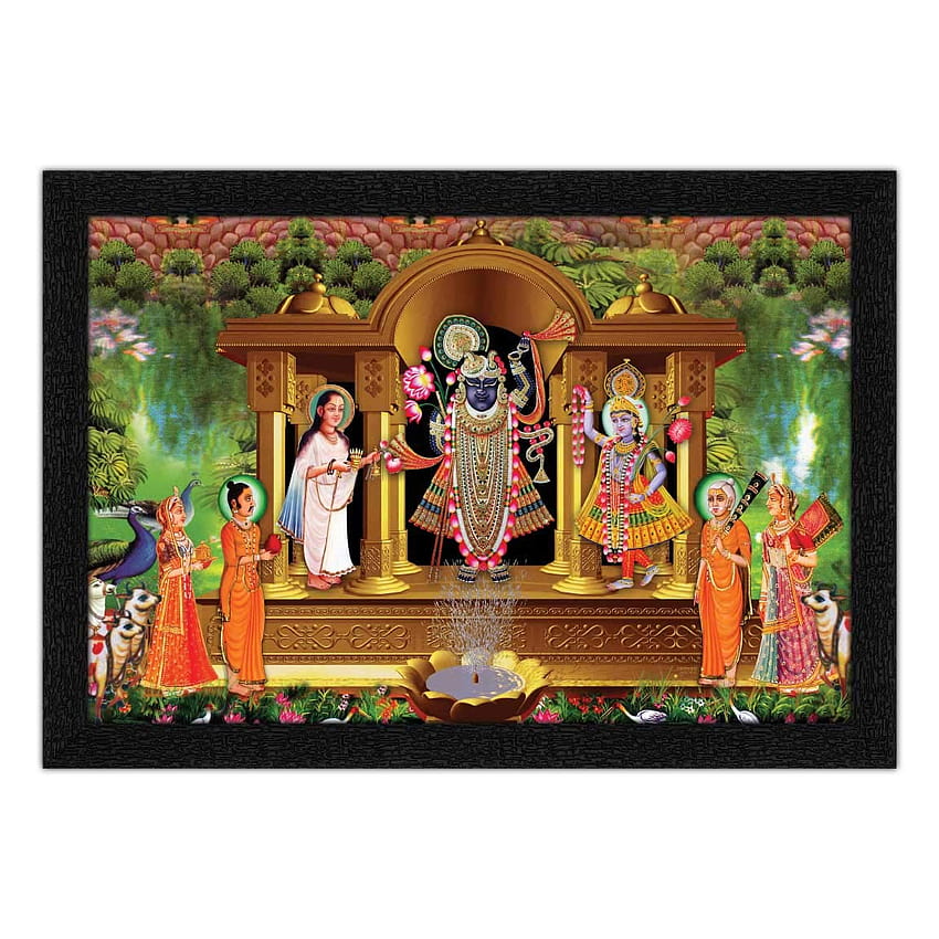 ARTAMORI Shrinathji z Mahaprabhuji i Yamunaji Malowanie z syntetyczną ramą: Amazon.in: Dom i kuchnia, shreenathji yamunaji mahaprabhuji Tapeta na telefon HD