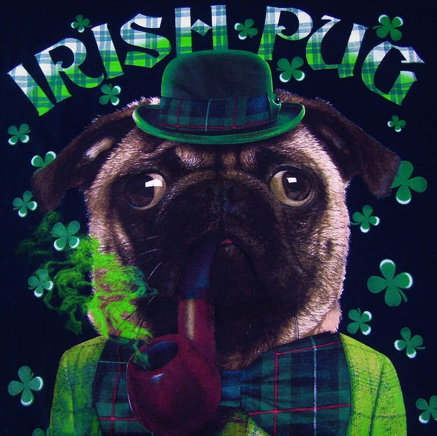 Irish Pug Lucky T Shirt Taille Large St Patrick Day Tartan Plaid, st patricks day pets Fond d'écran HD