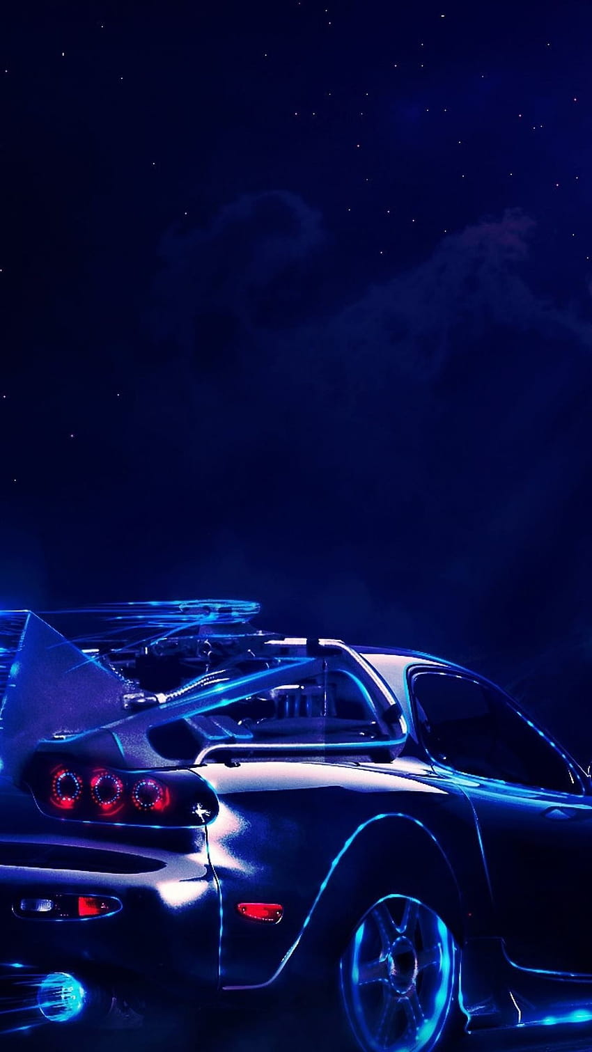 Back To The Future Mazda Rx7 Moon Digital Art S... iPhone HD phone wallpaper