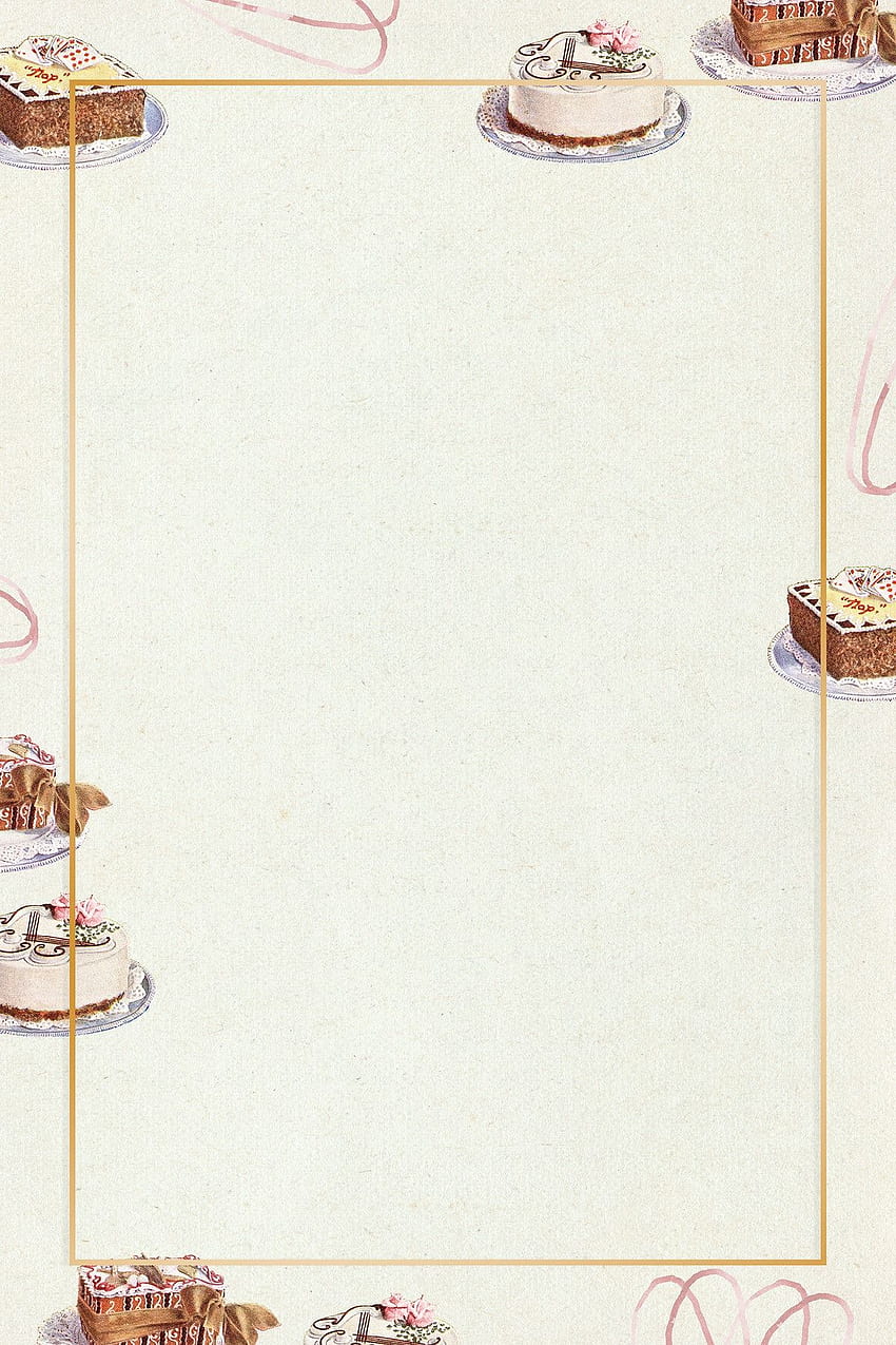 ilustración premium del elemento de diseño de marco de pasteles dibujados a mano, tarjeta de menú fondo de pantalla del teléfono