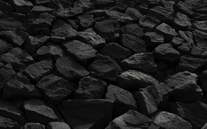 tekstura czarnego kamienia, duże kamienie, szare tło z kamieniami, tekstura kamienia o rozdzielczości 3840x2400. Wysoka jakość, ciemny kamień Tapeta HD