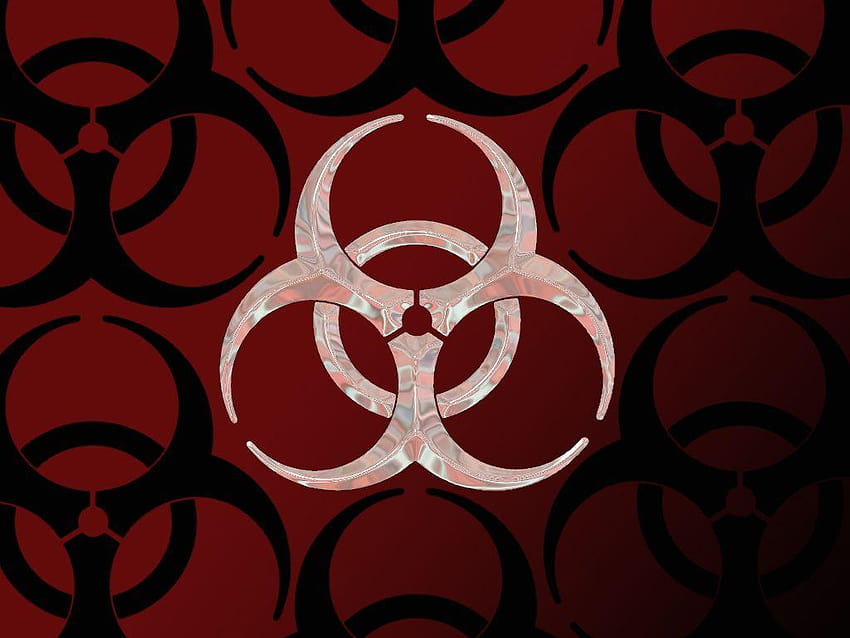 Red Surrounded Black Biohazard by isis1133, toxic sign red HD wallpaper