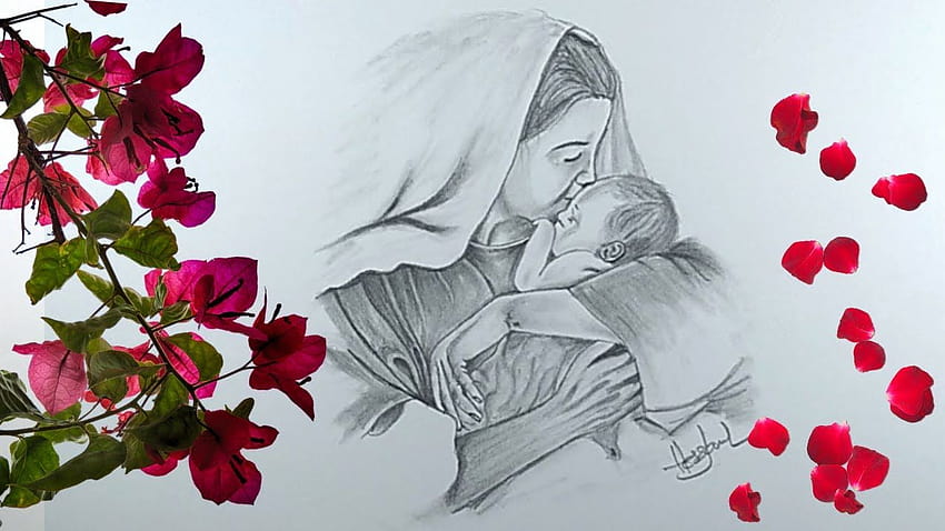 Pencil sketch of mother and baby available as Framed Prints, Photos, Wall  Art and Photo Gifts