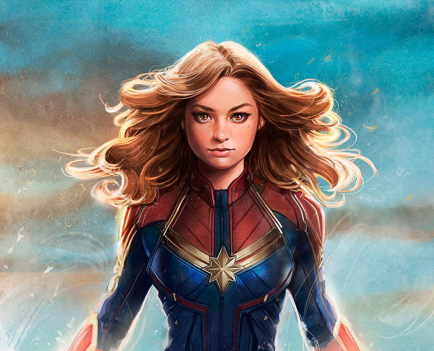 Blonde, Brown Eyes, Captain Marvel, Girl backgrounds, blonde girl superhero HD wallpaper