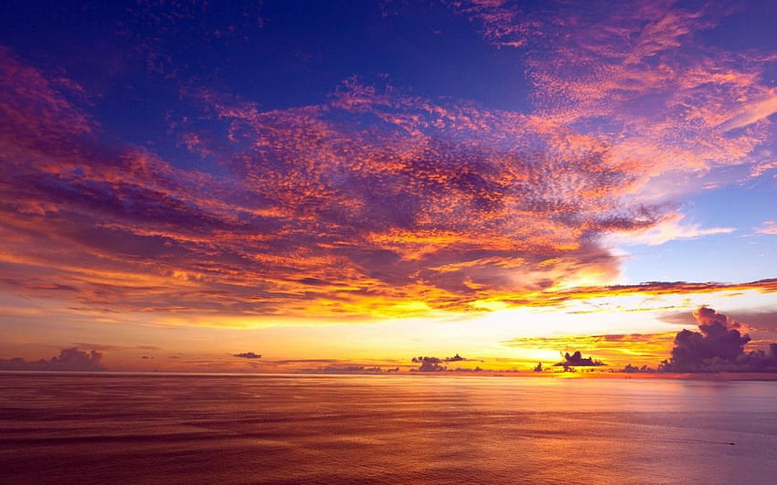 Ocean Pink Cloud Golden Sunset, golden cloud HD wallpaper